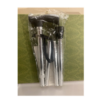 Foldable Adjustable Aluminum Walking Cane Silver Black Lightweight for Adults