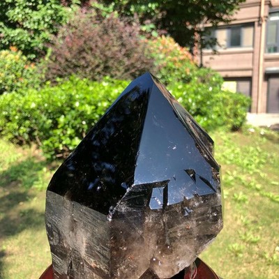 3360g Natural tea black crystal pillar mineral specimen restores spiritual +Base