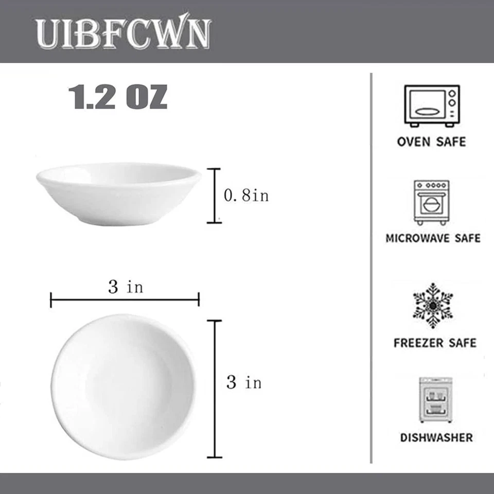 UIBFCWN 12 Pack Soy Sauce Dish 3inch Ceramic Dipping Bowls 12 Pack, Round  - Image 2 of 4