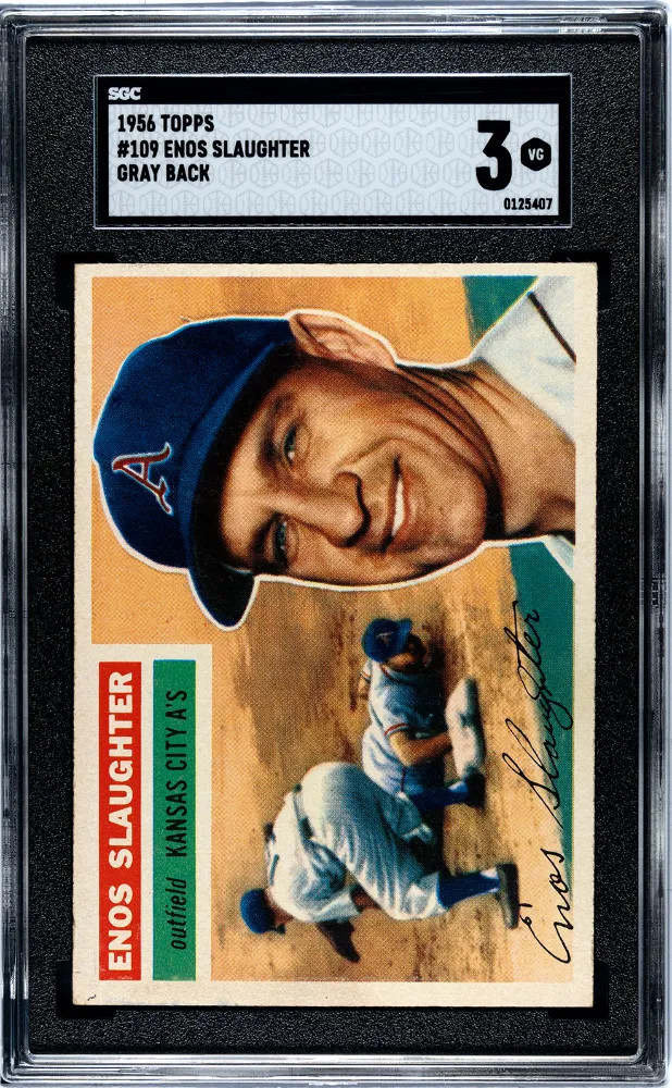1956 Topps Enos Slaughter #109 Gray Back SGC 3