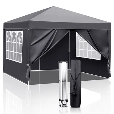 10' x 10' EZ Pop Up Gazebo Canopy Tent Waterproof with Sidewalls,Portable Bag US