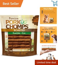 Roasted Pork Skin Dog Chews 6-inch Twists 15 Count Rawhide-Free Treats