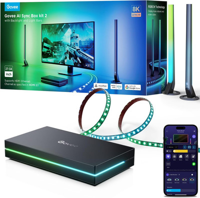 Govee HDMI 2.1 Sync Box Kit 2, Mit Lightbar Und LED Strip, Unterstützt 8K@60Hz,
