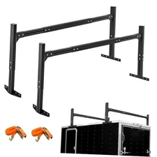 Adjustable Aluminum Trailer Ladder Rack, Cargo Box Rack with 2 Straps, 