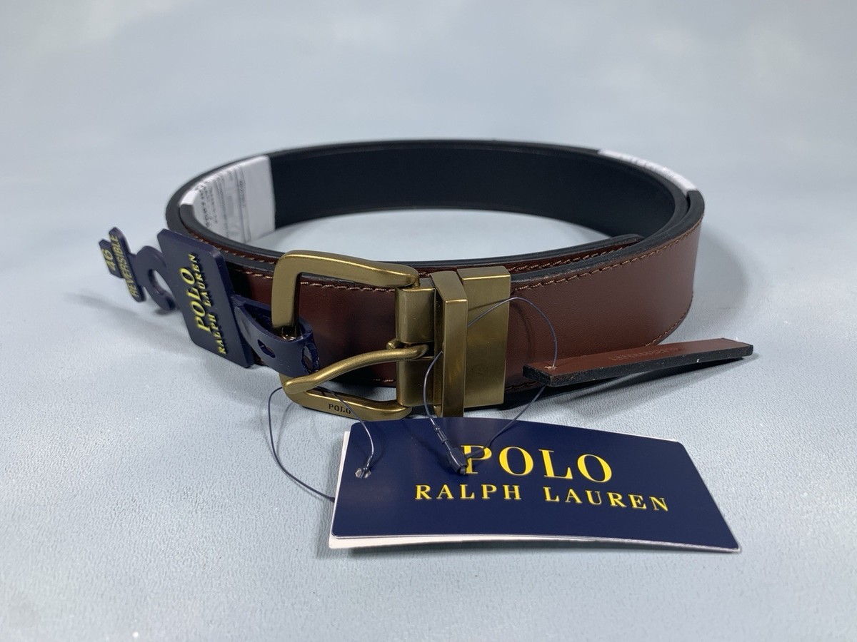 Polo Ralph Lauren Leather Reversible Belt Brown Black Brass 