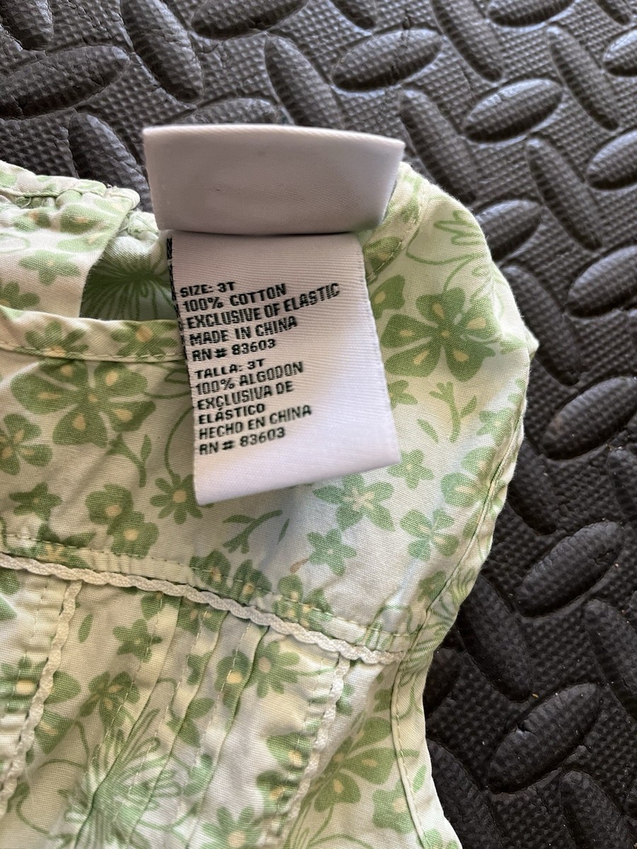 エン Vintage Laura Ashley Green Floral Pintuck 100% Cotton Girls 3T