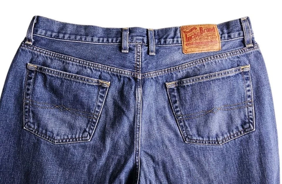 Pantalones de mezclilla de colección Y2K marca Lucky con ribete peto calce relajado para hombre 38x34 clásicos Foto 4 de 4