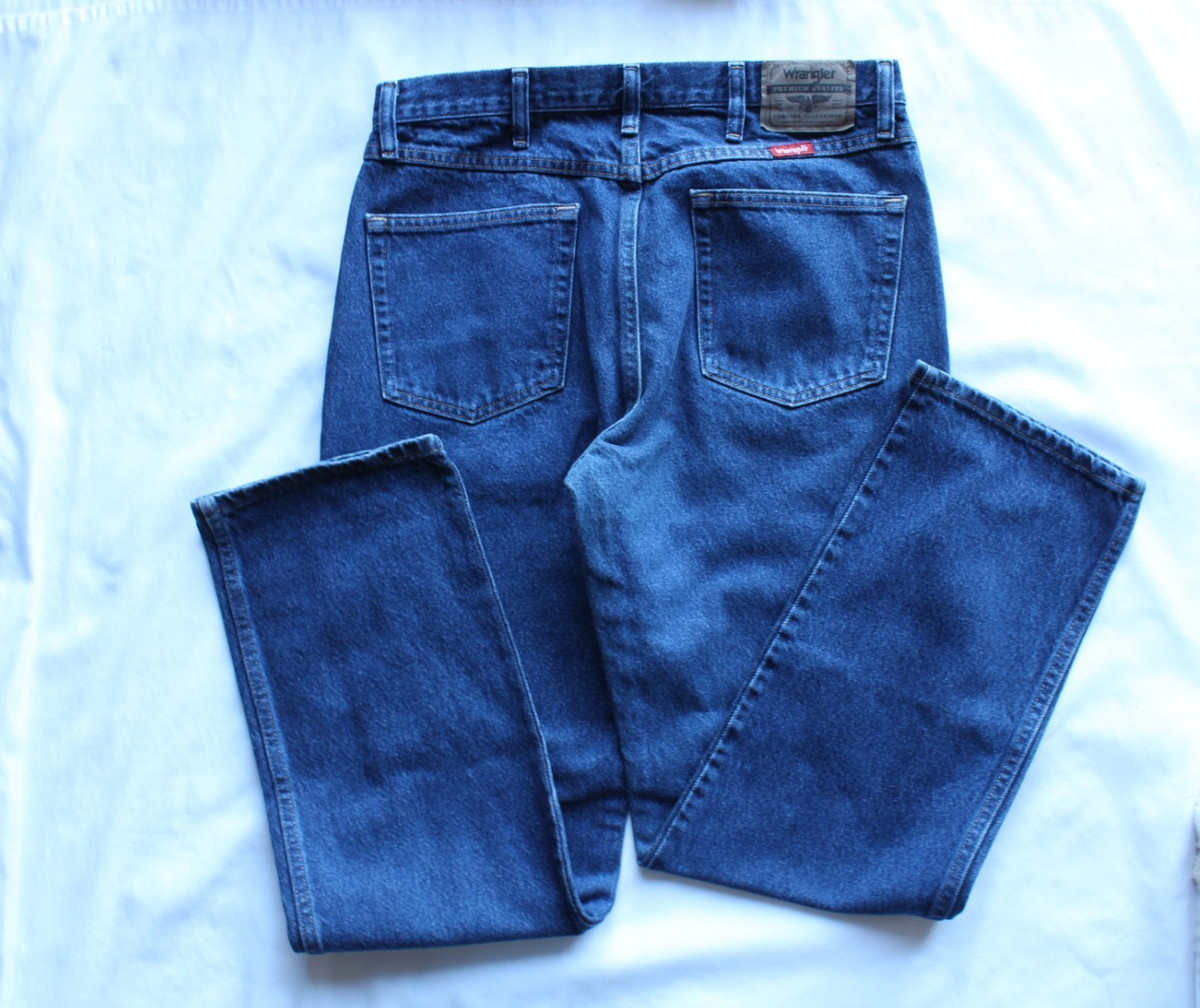 Wrangler Blue Jeans Medium Wash 965T 1MR Mens Sz 34 X 32 5-Pocket Regular Fit View 6