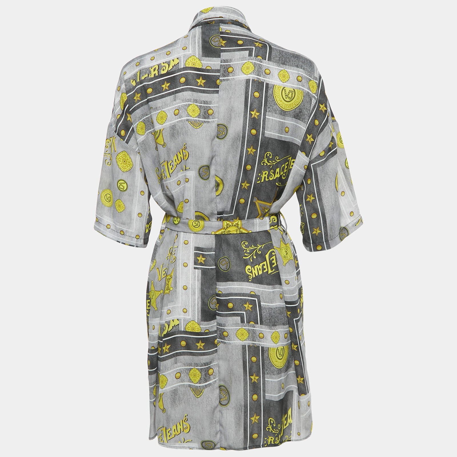 Versace Jeans Grey Printed Crepe Tunic Top M thumbnail 2