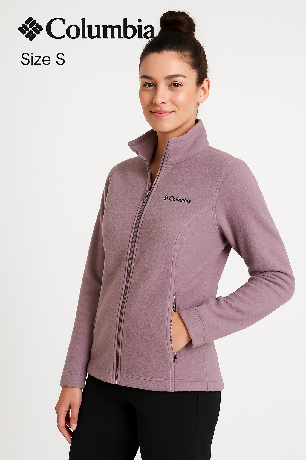 Columbia Women’s Full Zip Fleece Jacket Dusty Pink Soft Warm Size S