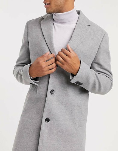 BNWT NEW LOOK Grey Overcoat Jacket 06542355 Mens XS - Picture 3 of 4