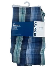 NEW Boys XL Old Navy Boxers Blue Green Plaid Soft Washed K194 