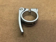 New TranzX Bicycle Bike Seat Post Clamp Binder With Quick Release Matt Silver