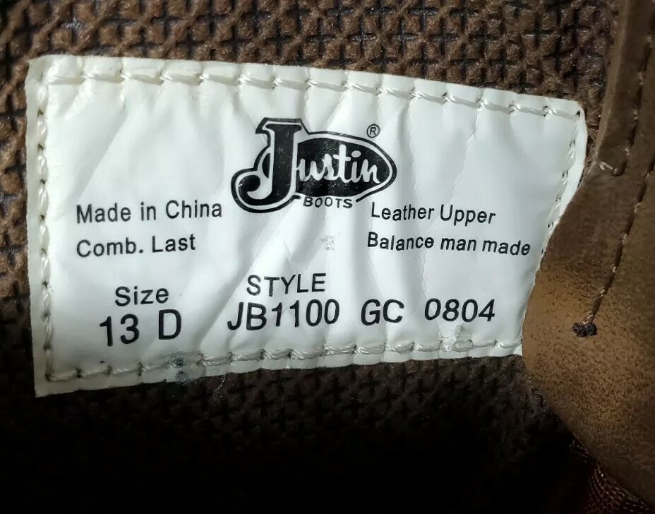 Mens Justin Butch Farm & Ranch Western Cowboy Slipon Boots JB1100 size