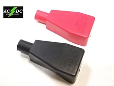 Top Post Battery Terminal FLEXIBLE PVC Boot Cover 2pk Red / Black  Fits 2/0 