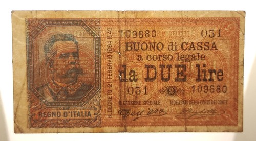 BUONO DI CASSA 2 LIRE UMBERTO I 15/02/1897 BB - Foto 3 di 3