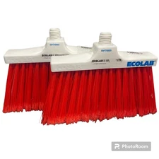 2 9" Ecolab Flagged Lobby Broom Head Red Replacement- Food Safety 61850-09-00