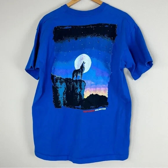 Marlboro Cigarettes 1990's Trucker Coyote Moon Cowboy T Shirt