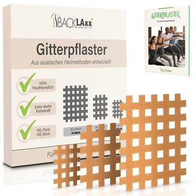 BACKLAXX® BACKLAXX Kinesiologie Cross Tape Gitterpflaster Sets Akupunktur Gittertape