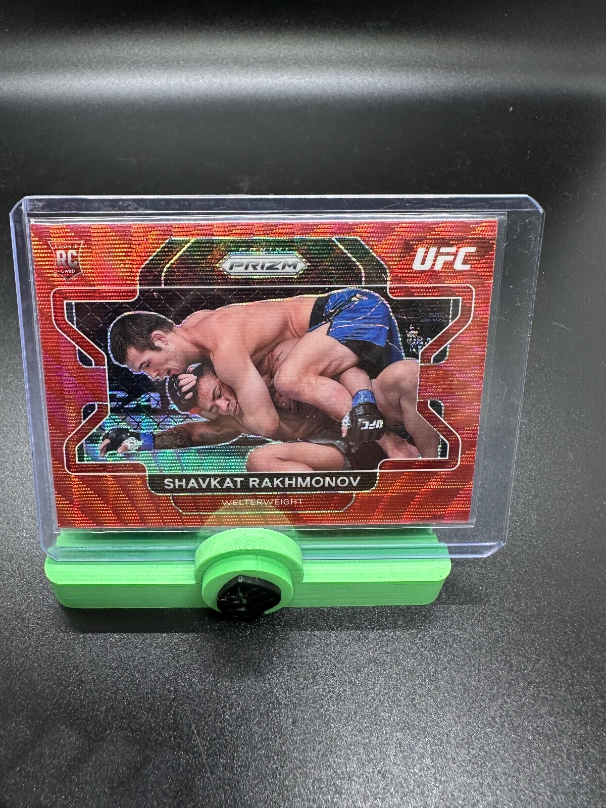 2022 Panini Prizm UFC Ruby Wave Prizm Shavkat Rakhmonov #80 Rookie RC