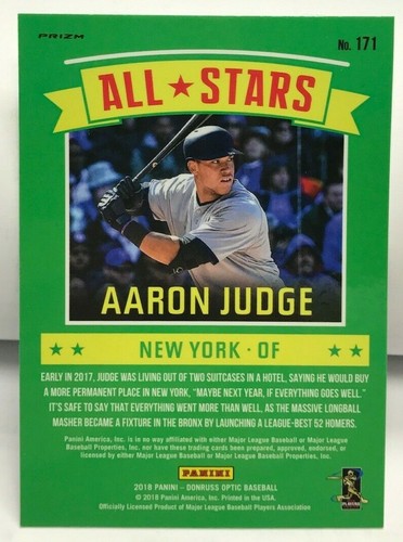 Aaron Judge 2018 Donruss Optic All-Stars HOLO SILVER Prizm SP #171 - NY YANKEES - Picture 2 of 2