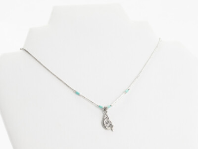 Liquid Sterling Necklace with Small Kokopelli Drop in Crushed Turquoise