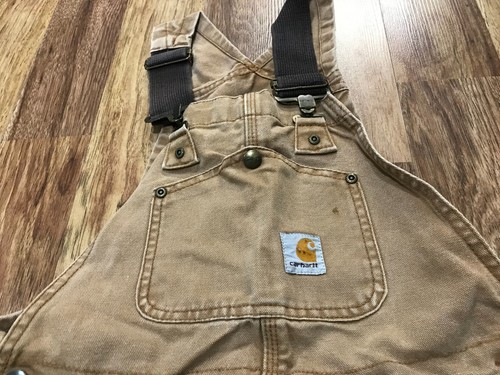 YOUTH BOYS 10 - Vtg Carhartt Duck Unlined Double Knee Ranch Work Overall Bib - Picture 4 of 8