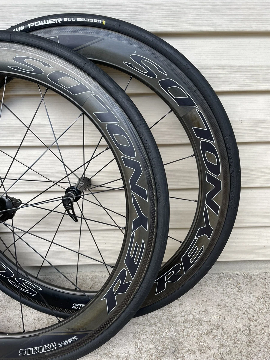 Reynolds Strike SLG Tubeless Carbon Road Race Deep Aero Rim Brake Wheelset. 11s. Reynolds Strike SLG Tubeless Carbon Road Race Deep Aero Rim Brake Wheelset. 11s.