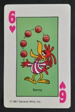 1981 General Mills Cereal Card Game Hearts Sonny 6 Hearts