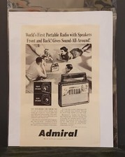 Admiral Portable Radio With Front & Back Speakers Vintage Print Ad 1958