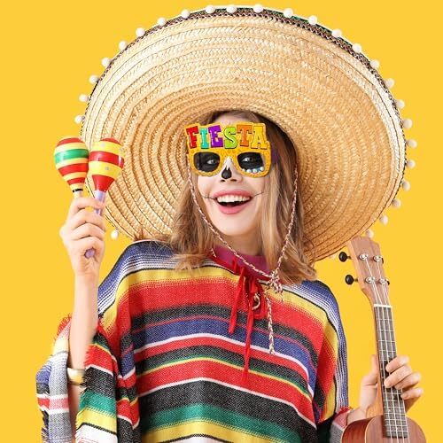 12 Pcs Fiesta Party Paper Glasses Mexican Theme Photo Booth Props Decor - Picture 7 of 7