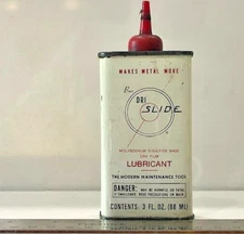 2250C = Vintage 3 Ounce Bux Dri Slide Machine Lubricant Can 1960's! Clean!