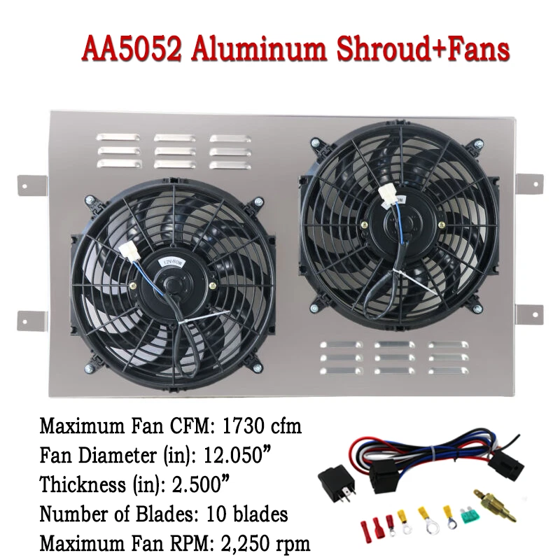 Aluminum Shroud+Fans for 1992-1993 Chevrolet C1500 C2500 K1500 Suburban 5.7L NEW Foto 2 de 4