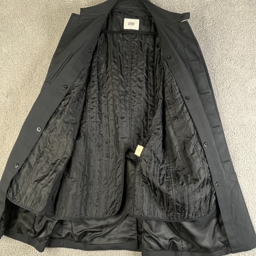 Cappotto Takeo Kikuchi uomo grande nero 4 lunghezza media fodera rimovibile colletto bottone - Foto 9 di 20