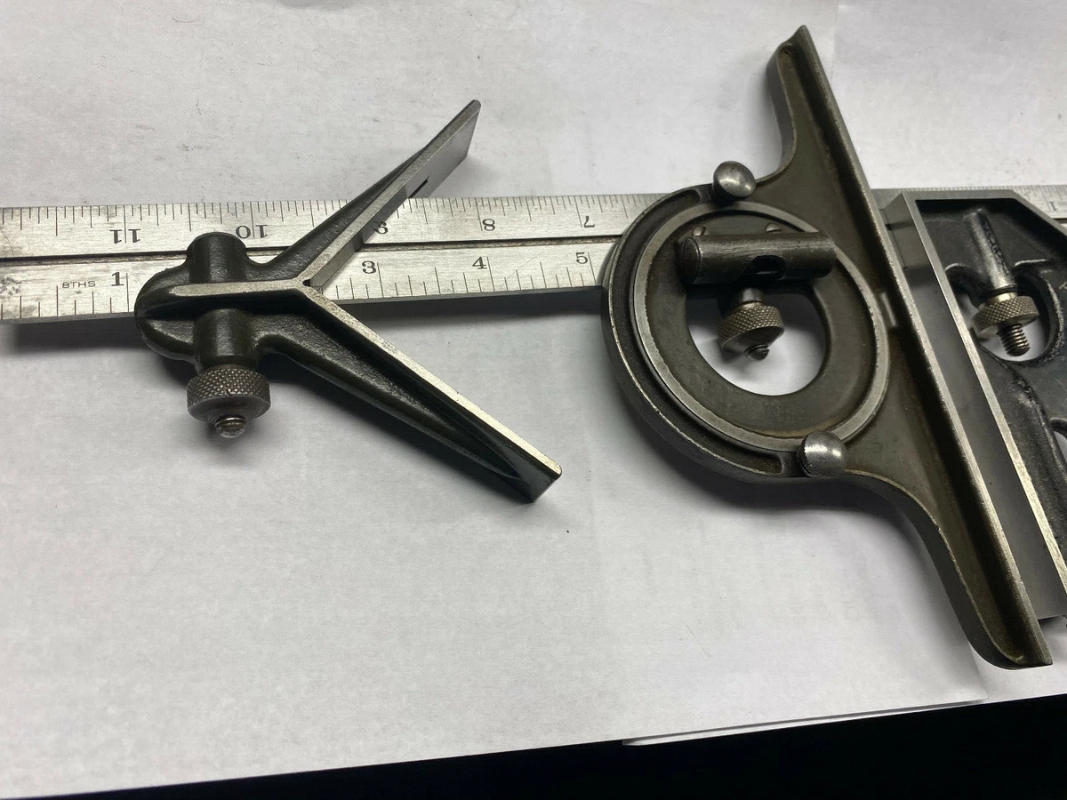 Vintage Lufkin Combination Square 4 Pc. Set W 4R Grad. 12 Inch Rule