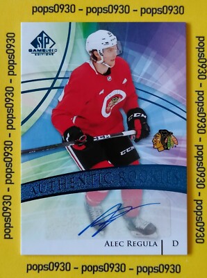Alec Regula, Chicago, 2021, SP Game Used, Authentic Rookie, auto, #189