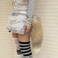 Wholesale 2pcs/5pcs/10pcs -16"-18" Real Fox Tail Fur Tail Keychain Cosplay Toys