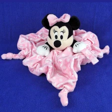 Disney Baby Minnie Mouse Pink Lovey Plush Pacifier Holder Security Blanket