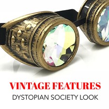 Kaleidoscope Rave Steampunk costume goggles cyber goth punk Rainbow Glasses