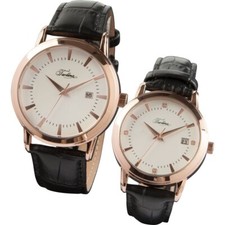 Tardima Partneruhren - Schwarzes Leder-Armband mit Kroko-Prägung - UVP: 179,00 €