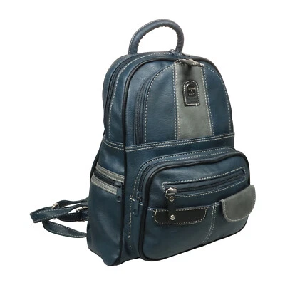 CHARM & SHAPE Damen Rucksack Cityrucksack Stadtrucksack Daypack Tasche Blau Grau Vegan Modisch