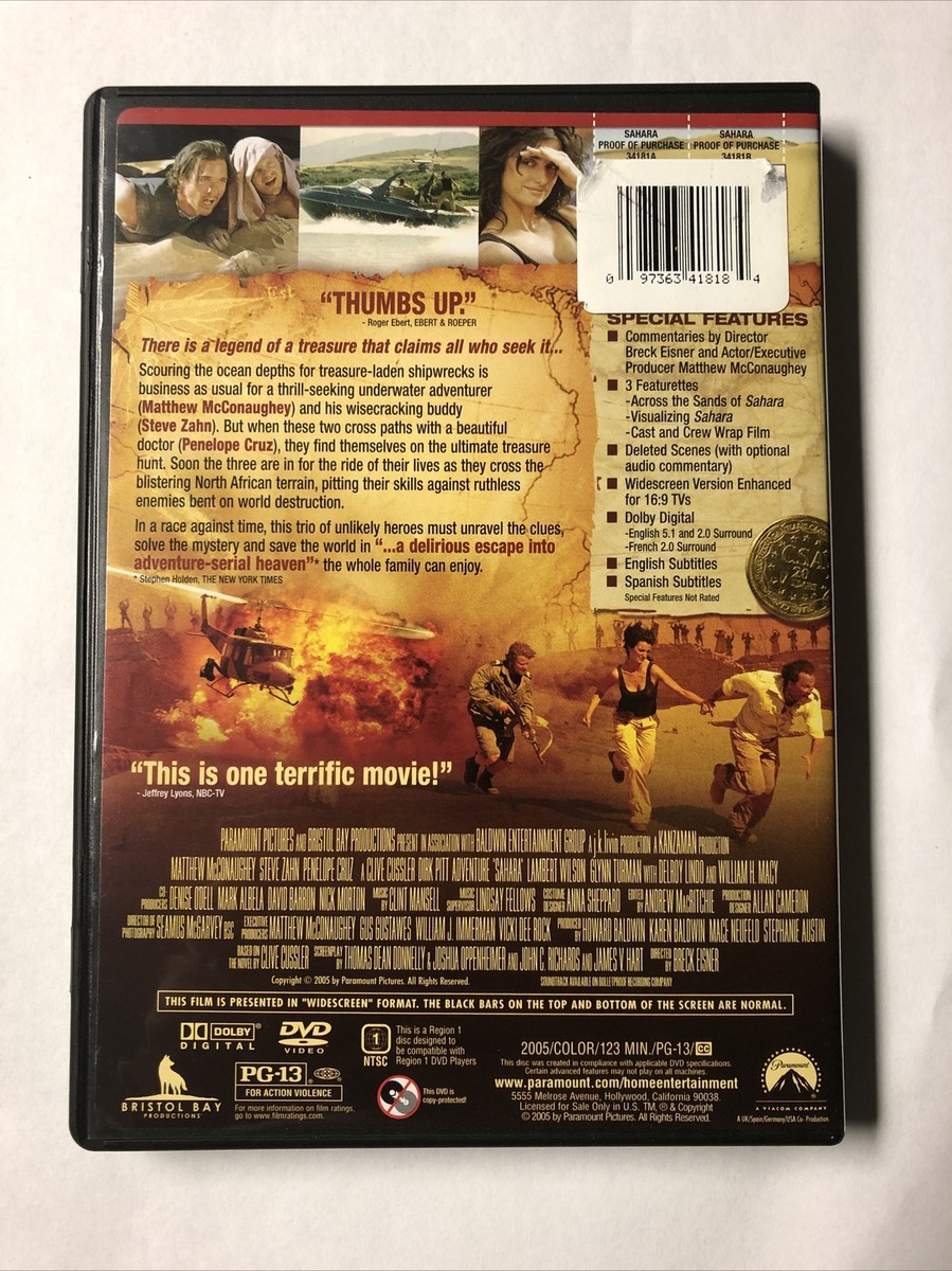 Sahara (DVD, 2005, Widescreen) | eBay