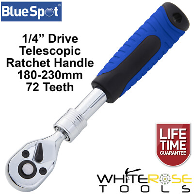 BlueSpot Teleskop Steckschlüssel Ratsche Griff 1/4'' Antrieb 180-230 mm 72T ausziehbar