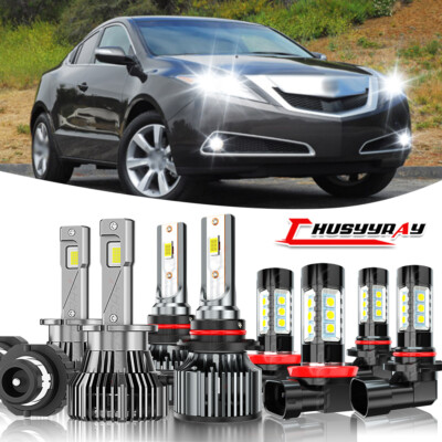 For Acura ZDX 2010-2013 8PCS Front LED Headlights Hi/Lo Beam+DRL