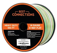  4 Way Bonded Flat Trailer Wire (100 Feet) 14 Gauge Single Condu