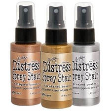 Set of Tim Holtz Distress Spray Stain - Metallics Brass, Bronze, Pewter