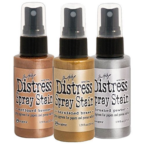 Set of Tim Holtz Distress Spray Stain - Metallics Brass, Bronze, Pewter - Picture 1 of 1