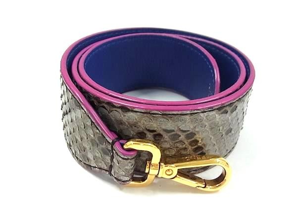 FENDI Python Shoulder Bag Gray Leather Used Excel… - image 1