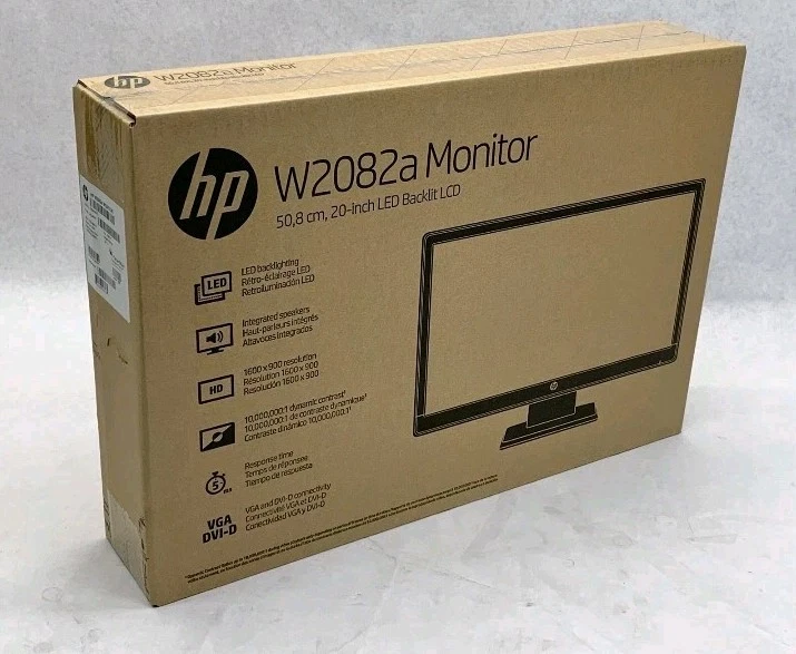 HP W2082a 20" Widescreen 1600x900 VGA/DVI-D LED Backlit LCD Monitor NEW SEALED - Image 2 of 4