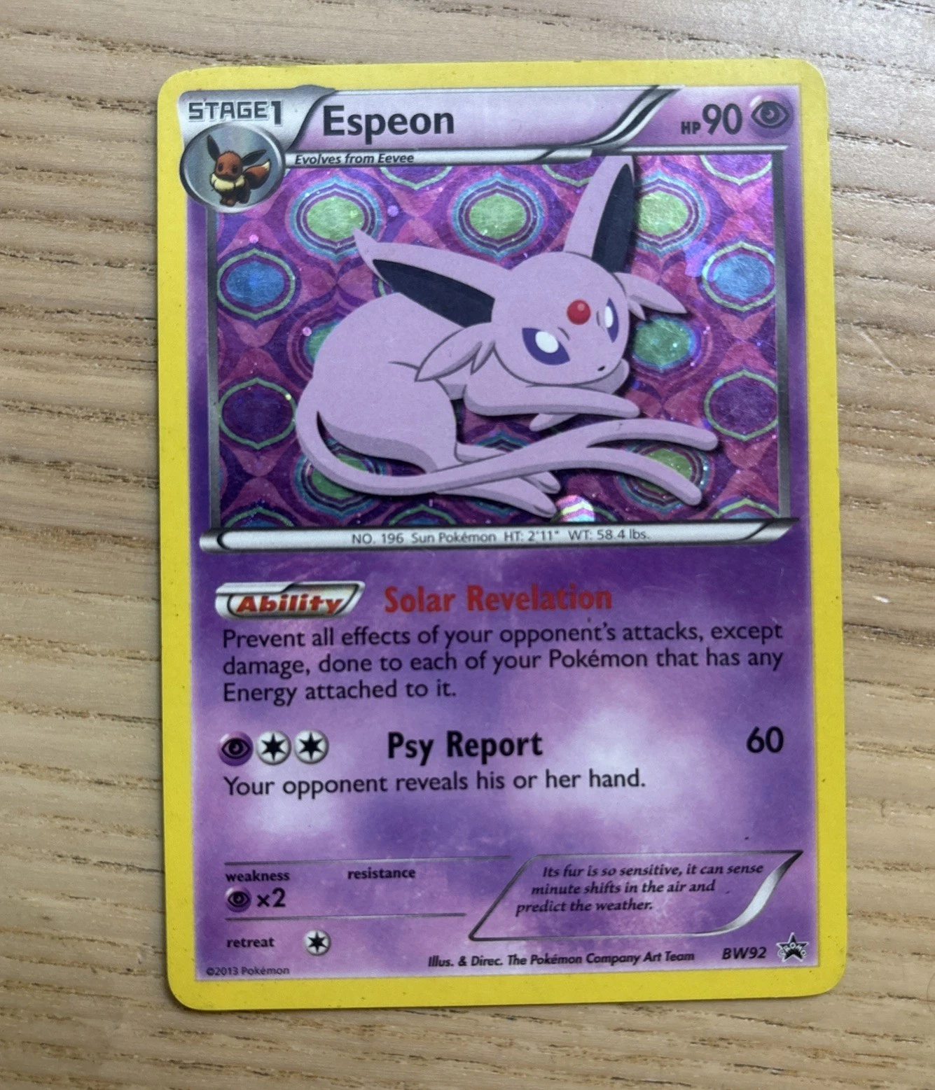 POKEMON UNGRADED ESPEON - BW92 HOLO P BLACK AND WHITE PROMO LP